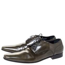 Dolce & Gabbana Olive Green Leather Oxfords Size 43