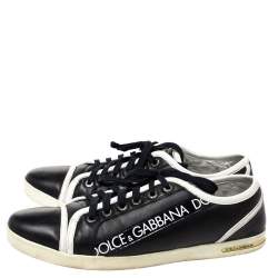 Dolce & Gabbana Black Leather Low Top Sneakers Size 44