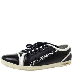 Dolce & Gabbana Black Leather Low Top Sneakers Size 44