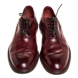 Dolce & Gabbana Burgundy Brogue Leather Oxfords Size 45