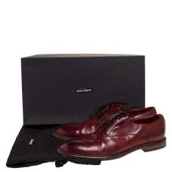 Dolce & Gabbana Burgundy Brogue Leather Oxfords Size 45