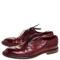 Dolce & Gabbana Burgundy Brogue Leather Oxfords Size 45