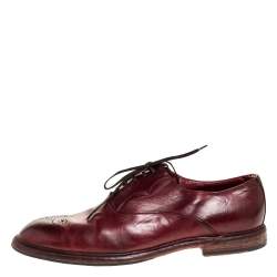 Dolce & Gabbana Burgundy Brogue Leather Oxfords Size 45