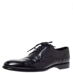 مملوكة مسبقًا حذاء ديربي دولتشي أند غابانا بروغي جلد أسود مقاس 45