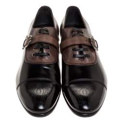 Dolce & Gabbana 2 Tone Leather Lace Up And Buckle Strap Oxford Size 45