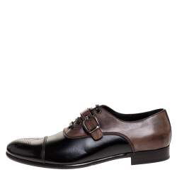 Dolce & Gabbana 2 Tone Leather Lace Up And Buckle Strap Oxford Size 45