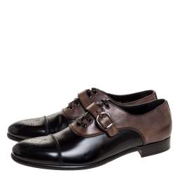 Dolce & Gabbana 2 Tone Leather Lace Up And Buckle Strap Oxford Size 45
