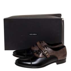 Dolce & Gabbana 2 Tone Leather Lace Up And Buckle Strap Oxford Size 45