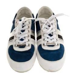 Pre Owned Dolce & Gabbana Multicolor Leather and Suede Low Top Sneakers Size 41.5