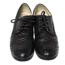 Dolce & Gabbana Black Woven Leather And Suede Lace Up Derby Size 42