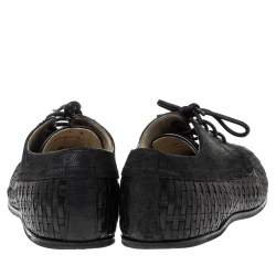 Dolce & Gabbana Black Woven Leather And Suede Lace Up Derby Size 42