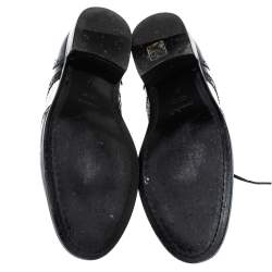 Dolce & Gabbana Black Brogue Leather Crystal Embellished Wool and Leather Oxfords Size 41