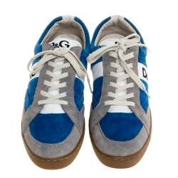 Dolce & Gabbana Blue/Grey Suede "Butterfly" Low Top Sneakers Size 45