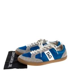 Dolce & Gabbana Blue/Grey Suede "Butterfly" Low Top Sneakers Size 45