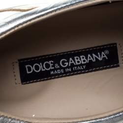 Pre Owned Dolce & Gabbana Metallic Multicolor Leather Low Top Sneakers Size 43.5