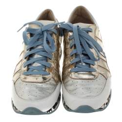 Pre Owned Dolce & Gabbana Metallic Multicolor Leather Low Top Sneakers Size 43.5