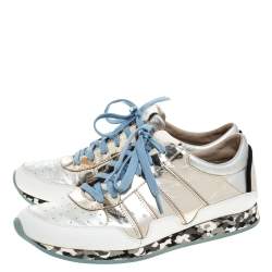 Pre Owned Dolce & Gabbana Metallic Multicolor Leather Low Top Sneakers Size 43.5
