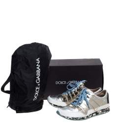 Pre Owned Dolce & Gabbana Metallic Multicolor Leather Low Top Sneakers Size 43.5