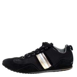 Pre Owned Dolce & Gabbana Black Suede and Canvas Lace Up Low Top Sneakers Size 43