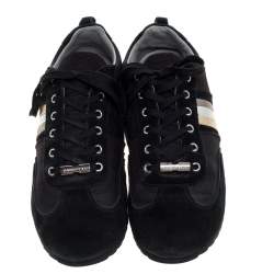 Pre Owned Dolce & Gabbana Black Suede and Canvas Lace Up Low Top Sneakers Size 43
