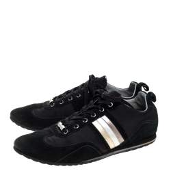Pre Owned Dolce & Gabbana Black Suede and Canvas Lace Up Low Top Sneakers Size 43