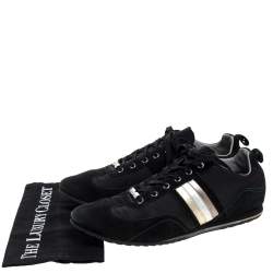 Pre Owned Dolce & Gabbana Black Suede and Canvas Lace Up Low Top Sneakers Size 43