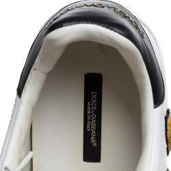 مملوكة مسبقًا حذاء رياضي دولتشي آند غابانا كينغ باتش بورتوفوليو جلد أبيض/أسود مقاس 44