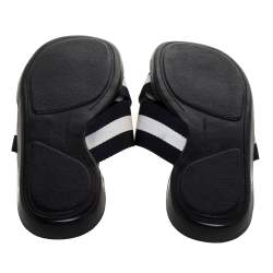 Pre Owned Dolce & Gabbana Black/White Canvas Cross Strap Flat Slides Size 43