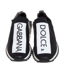 مملوكة مسبقًا حذاء رياضي دولتشي أند غابانا "سورينتو" سليب أون شعار الماركة قماش مرن أسود و أبيض مقاس 42.5