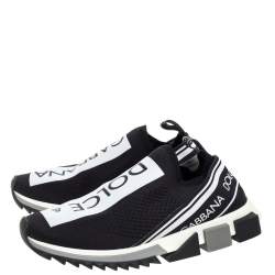 مملوكة مسبقًا حذاء رياضي دولتشي أند غابانا "سورينتو" سليب أون شعار الماركة قماش مرن أسود و أبيض مقاس 42.5