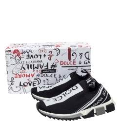 مملوكة مسبقًا حذاء رياضي دولتشي أند غابانا "سورينتو" سليب أون شعار الماركة قماش مرن أسود و أبيض مقاس 42.5