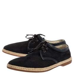 Pre Owned Dolce & Gabbana Blue Suede Leather Espadrille Sneakers Size 41