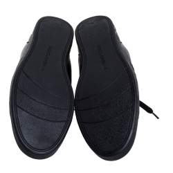 Dolce & Gabbana Black Leather Lace Low Top Sneakers Size 44.5