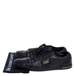 Dolce & Gabbana Black Leather Lace Low Top Sneakers Size 44.5