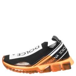 Pre Owned حذاء رياضي دولتشي أند غابانا بطراز سليب أون و مزين بشعار الماركة جيرسيه مرن أسود و برتقالي مقاس 40