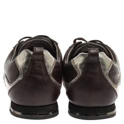 Pre Owned حذاء رياضى دولتشى أند غابانا منخفض من أعلى جلد فضى / بنى مقاس 42