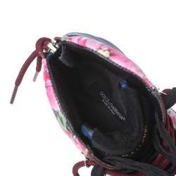 Pre Owned Dolce & Gabbana Blue/Pink Floral Print Leather High Top Sneakers Size 39.5
