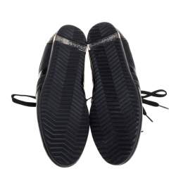 مملوكة مسبقًا Dolce & Gabbana Black Leather and Fabric Low Top Sneakers Size 43