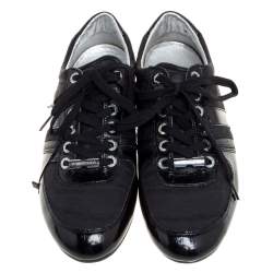 مملوكة مسبقًا Dolce & Gabbana Black Leather and Fabric Low Top Sneakers Size 43