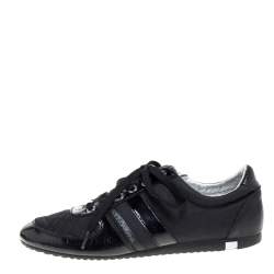 مملوكة مسبقًا Dolce & Gabbana Black Leather and Fabric Low Top Sneakers Size 43