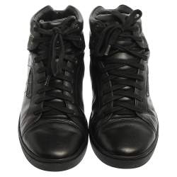 مملوكة مسبقًا Dolce & Gabbana Black Leather High Top Sneakers Size 41