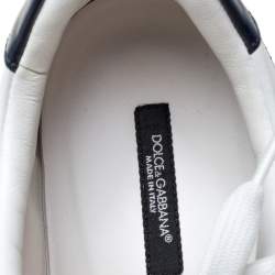 Pre Owned Dolce & Gabbana White/Blue Leather Low Top Sneakers Size 43.5