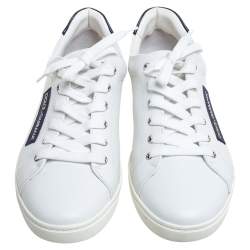 Pre Owned Dolce & Gabbana White/Blue Leather Low Top Sneakers Size 43.5