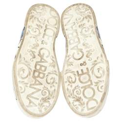 Pre Owned Dolce & Gabbana White/Blue Leather Portofino Sneakers Size 45