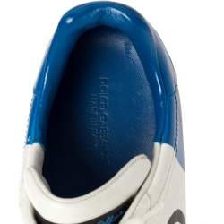 Pre Owned Dolce & Gabbana White/Blue Leather Portofino Sneakers Size 45
