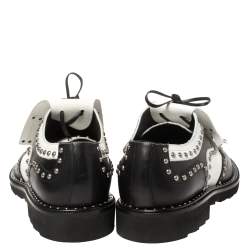 مملوكة مسبقًا Dolce & Gabbana Black/White Studded Leather Brogue Detail Fringe Oxfords Size 43