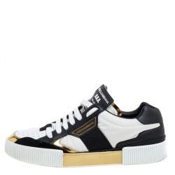  Dolce & Gabbana Tricolor Leather and Fabric Panelled Miami Trainer Sneakers Size 43
