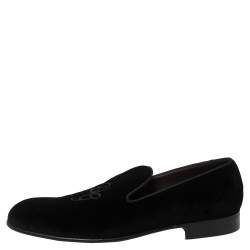 Pre Owned حذاء سليبرز دولتشي أند غابانا قطيفة أسود دي جي سموكينغ مقاس 45