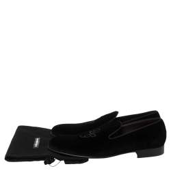 Pre Owned حذاء سليبرز دولتشي أند غابانا قطيفة أسود دي جي سموكينغ مقاس 45