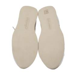 مملوكة مسبقًا Dolce & Gabbana Metallic Silver Perforated Leather Lace Up Low Top Sneakers Size 43